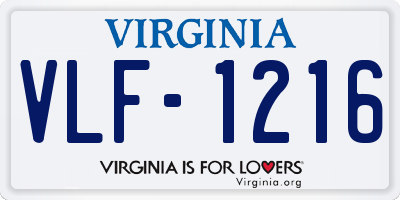VA license plate VLF1216