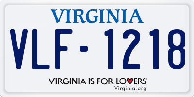 VA license plate VLF1218