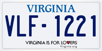 VA license plate VLF1221