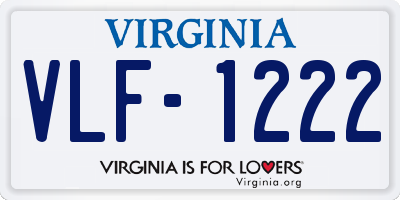 VA license plate VLF1222