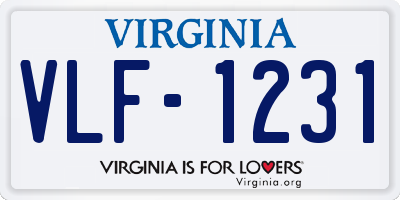 VA license plate VLF1231