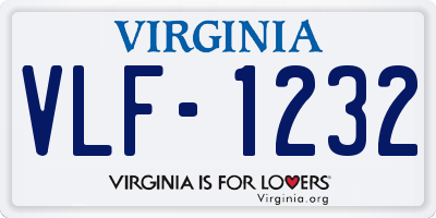 VA license plate VLF1232