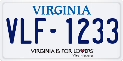 VA license plate VLF1233