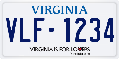 VA license plate VLF1234