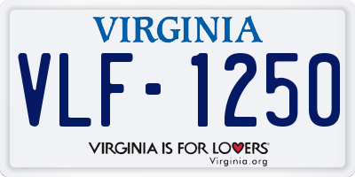VA license plate VLF1250
