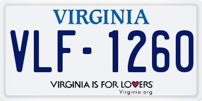 VA license plate VLF1260