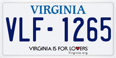 VA license plate VLF1265
