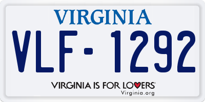 VA license plate VLF1292