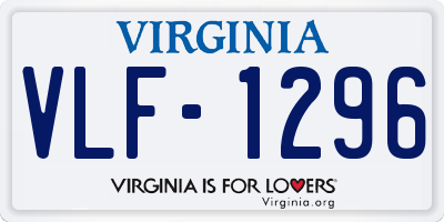 VA license plate VLF1296