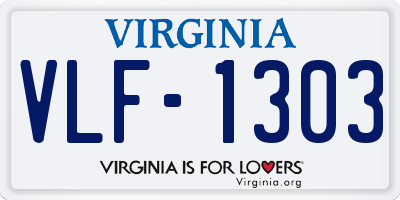 VA license plate VLF1303