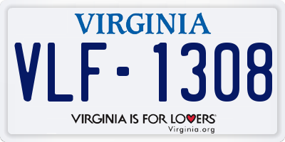 VA license plate VLF1308