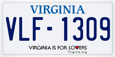 VA license plate VLF1309