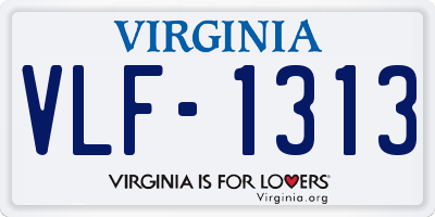 VA license plate VLF1313