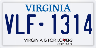VA license plate VLF1314