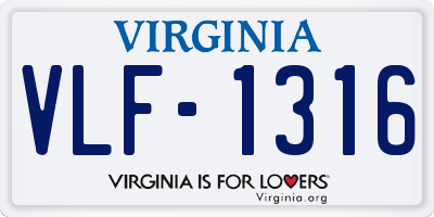 VA license plate VLF1316