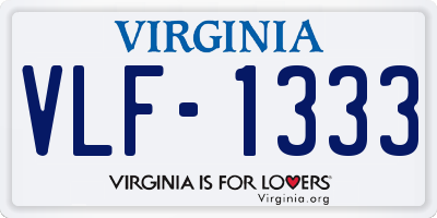 VA license plate VLF1333