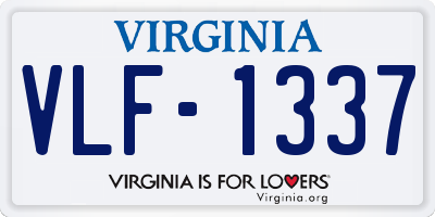 VA license plate VLF1337