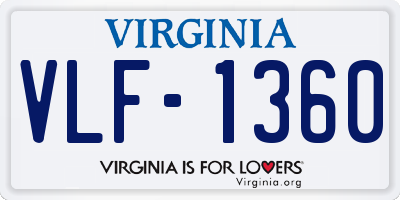 VA license plate VLF1360