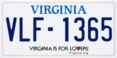 VA license plate VLF1365