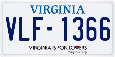 VA license plate VLF1366