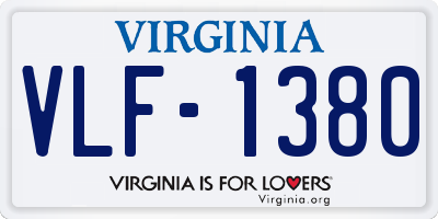 VA license plate VLF1380