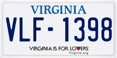 VA license plate VLF1398