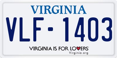 VA license plate VLF1403