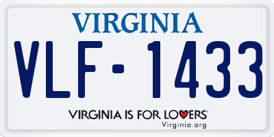 VA license plate VLF1433