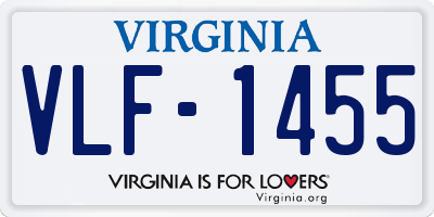 VA license plate VLF1455