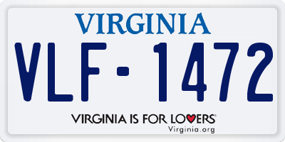 VA license plate VLF1472