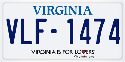 VA license plate VLF1474