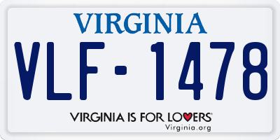 VA license plate VLF1478
