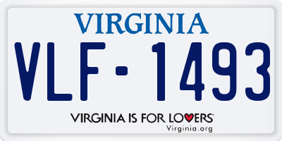 VA license plate VLF1493