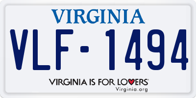 VA license plate VLF1494