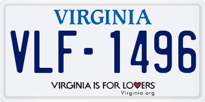 VA license plate VLF1496