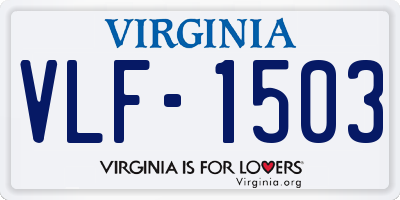 VA license plate VLF1503