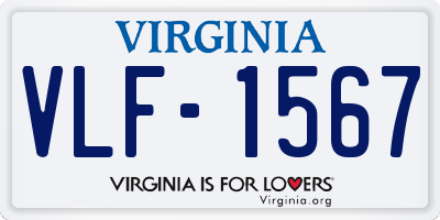 VA license plate VLF1567