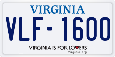 VA license plate VLF1600