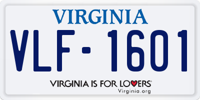 VA license plate VLF1601