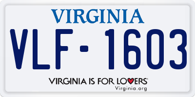 VA license plate VLF1603