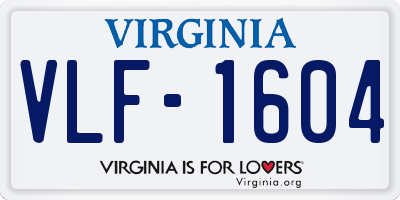 VA license plate VLF1604