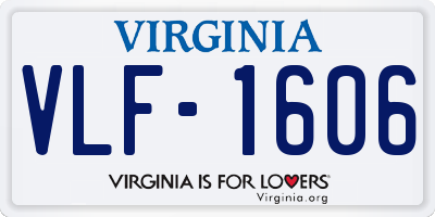 VA license plate VLF1606