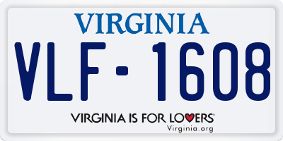 VA license plate VLF1608