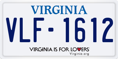 VA license plate VLF1612