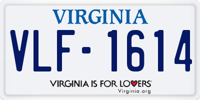 VA license plate VLF1614