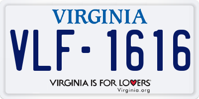 VA license plate VLF1616