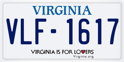 VA license plate VLF1617