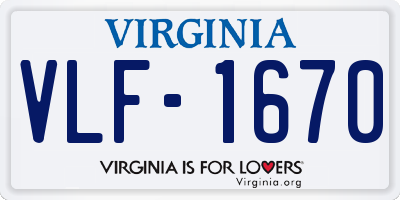 VA license plate VLF1670