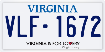 VA license plate VLF1672