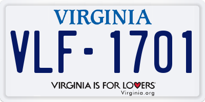 VA license plate VLF1701